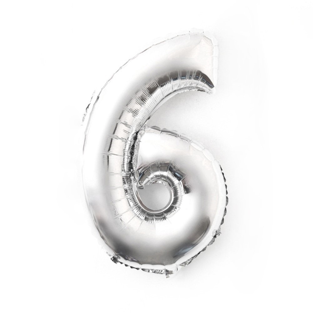  Sifferballong Nummer 6 70 cm Silver