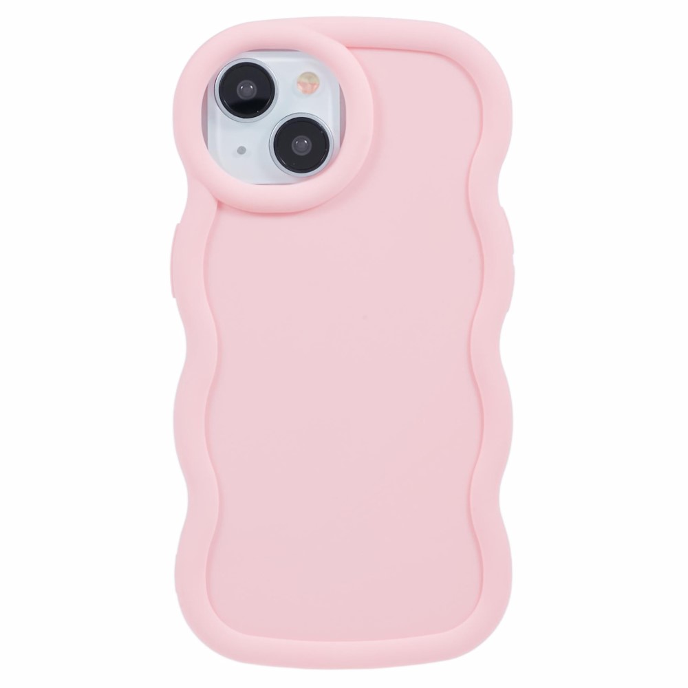  iPhone 15 Mobilskal Wavy Ljusrosa