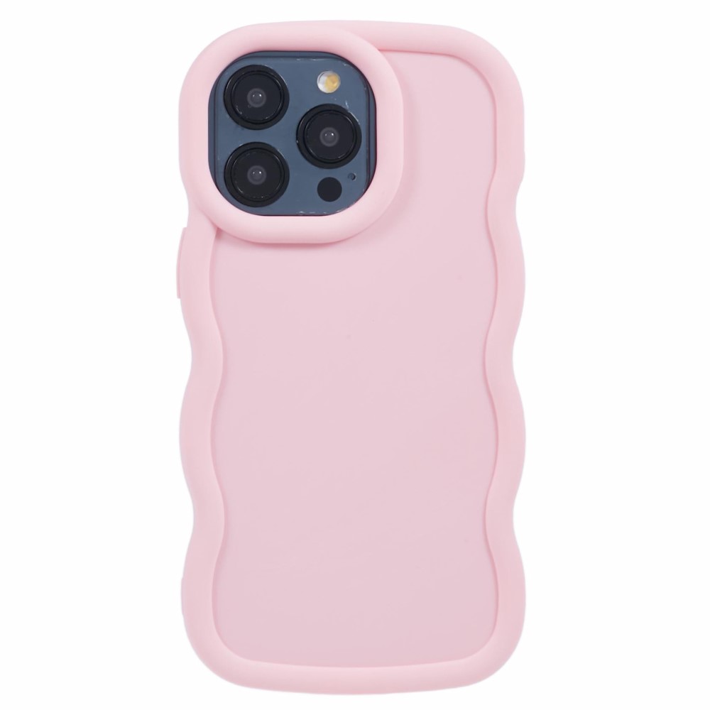  iPhone 15 Pro Mobilskal Wavy Ljus Rosa