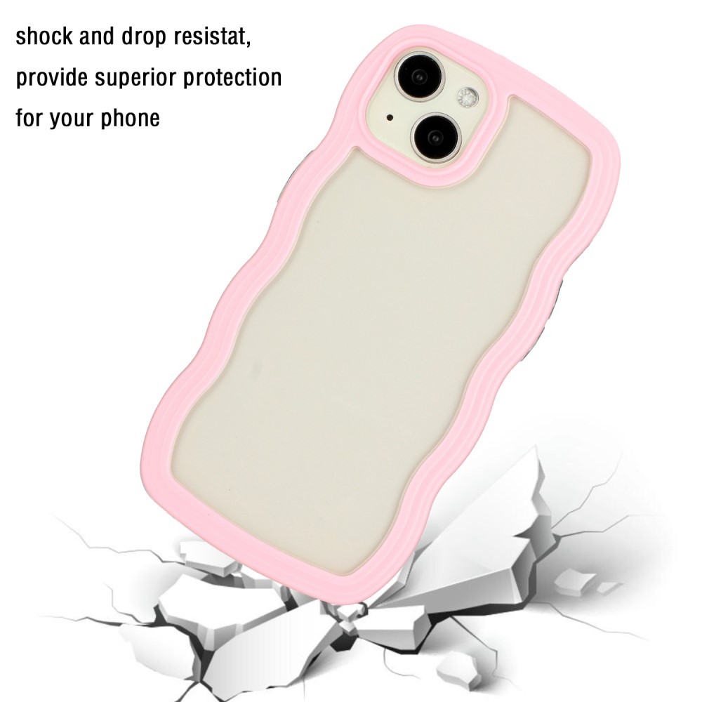  iPhone 15 Skal Wavy Hybrid Transparent/Rosa