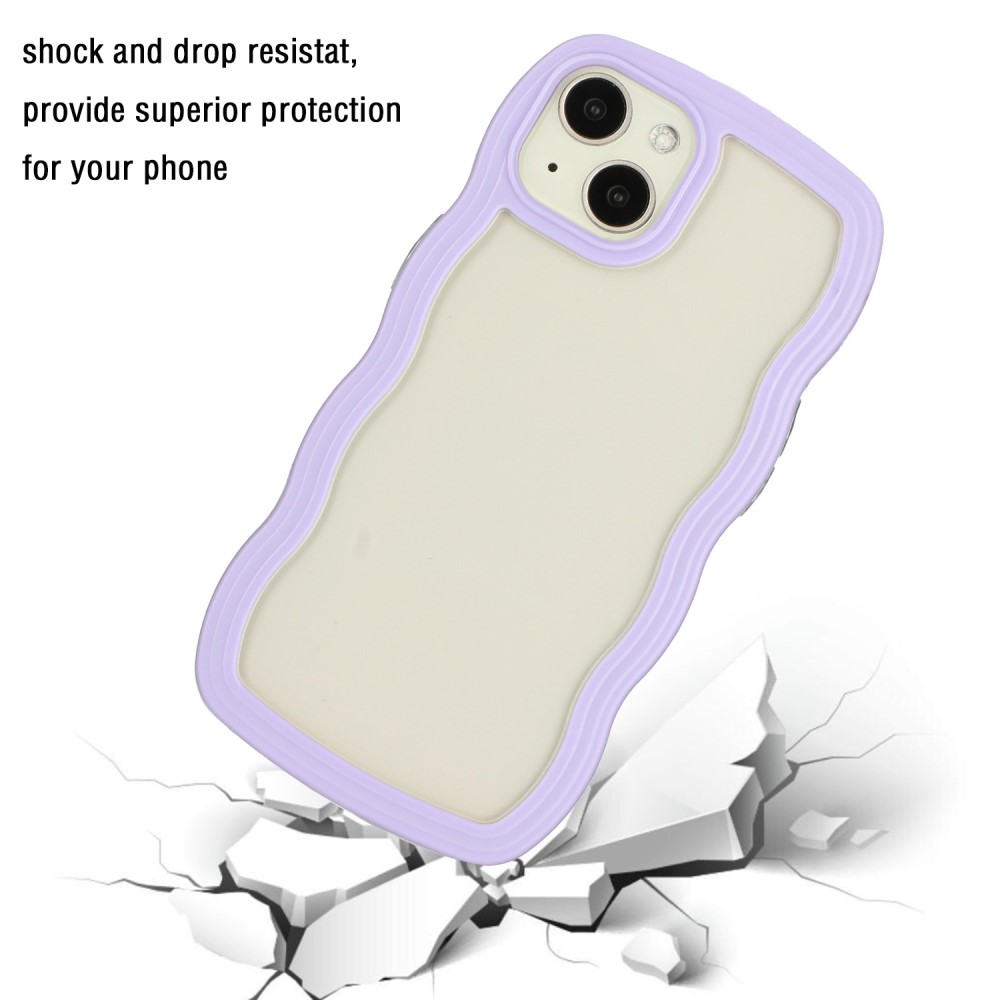  iPhone 15 Skal Wavy Hybrid Transparent/Lila