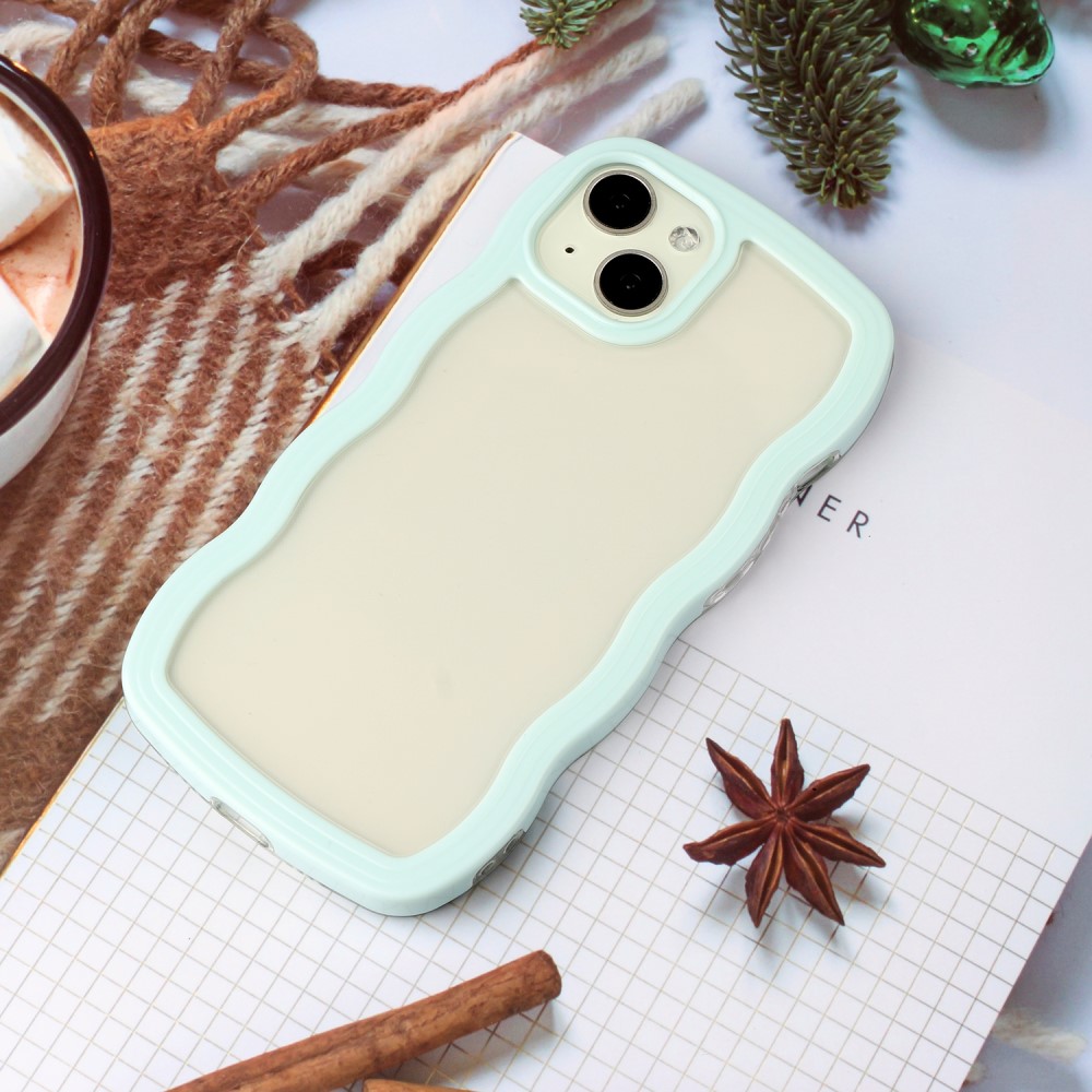  iPhone 15 Skal Wavy Hybrid Transparent/Grön