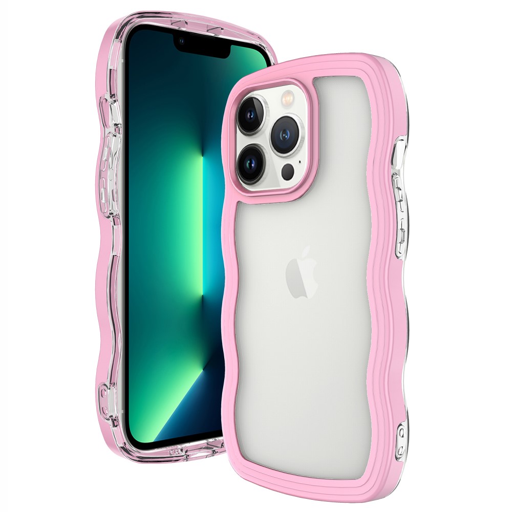 iPhone 15 Pro Max Skal Wavy Hybrid Transparent/Rosa