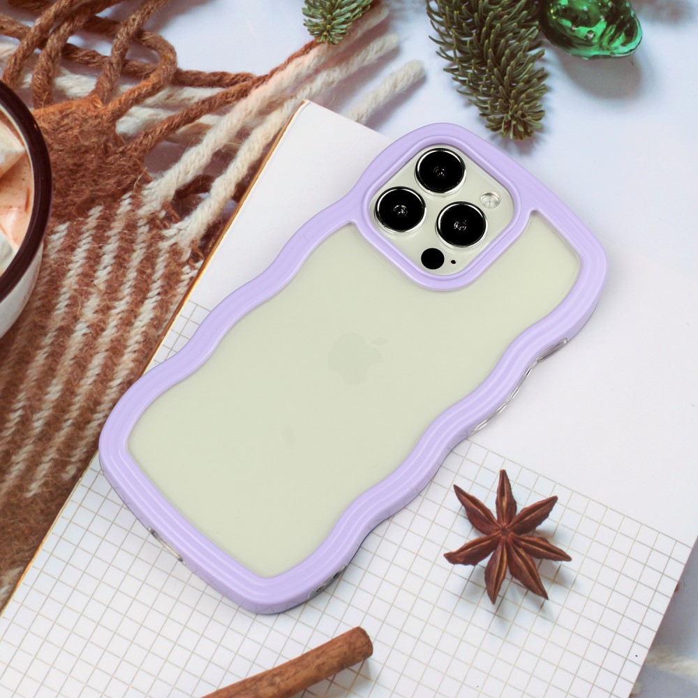  iPhone 15 Pro Max Skal Wavy Hybrid Transparent/Lila