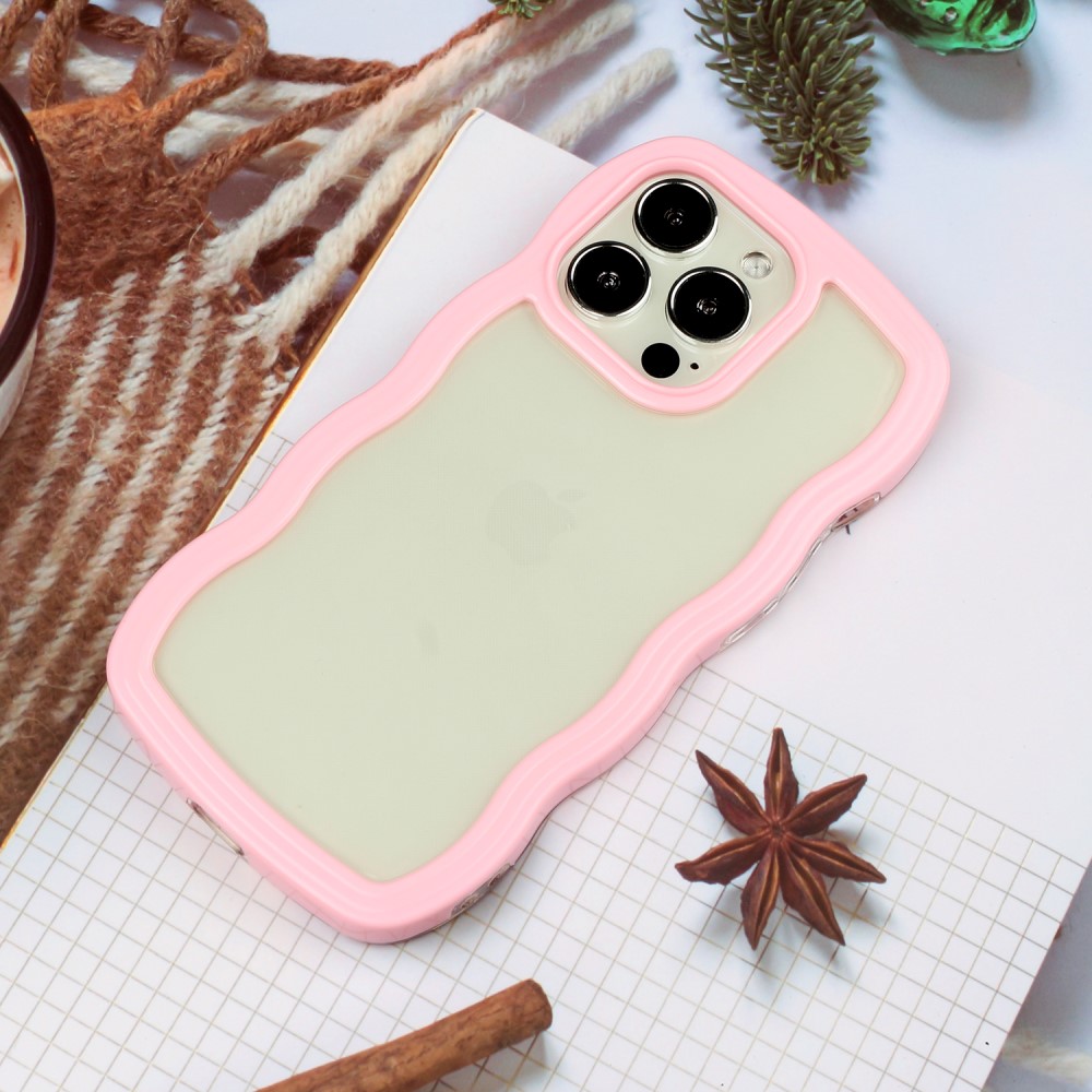  iPhone 15 Pro Skal Wavy Hybrid Transparent/Rosa