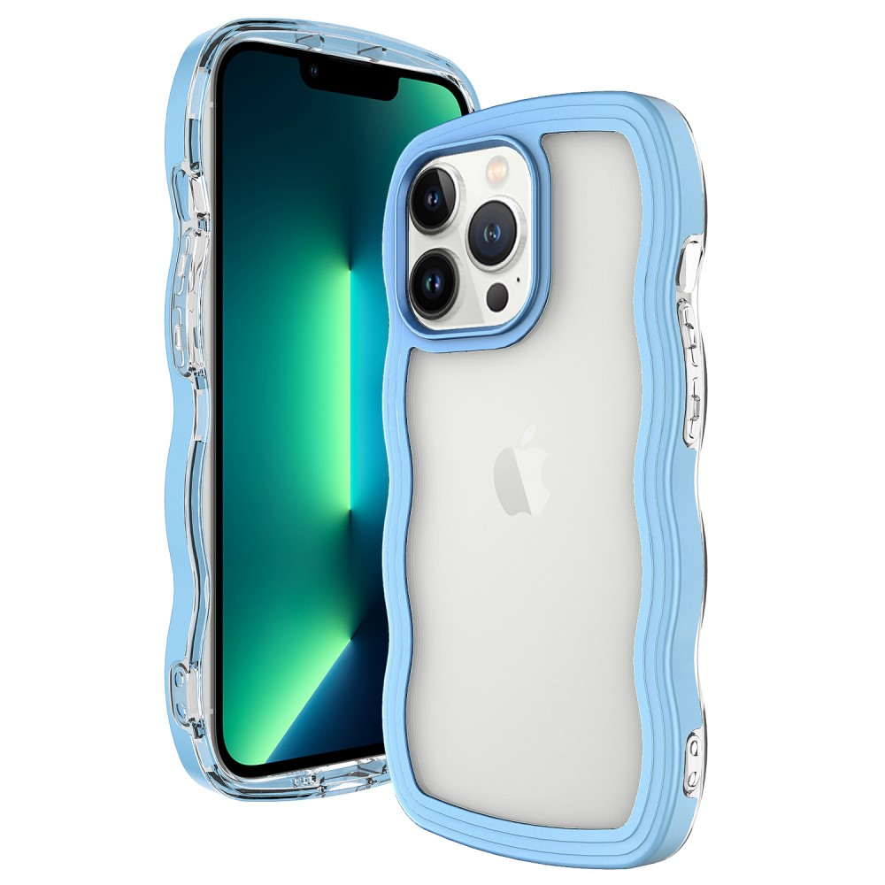  iPhone 15 Pro Skal Wavy Hybrid Transparent/Blå