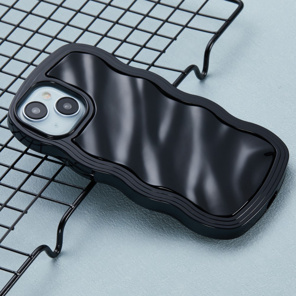 iPhone 15 Mobilskal Wavy Textur Svart
