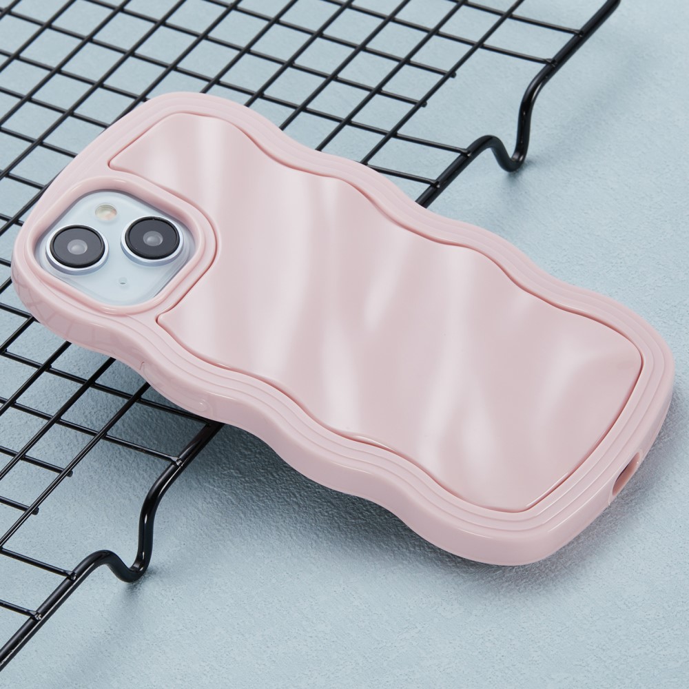  iPhone 15 Mobilskal Wavy Textur Rosa