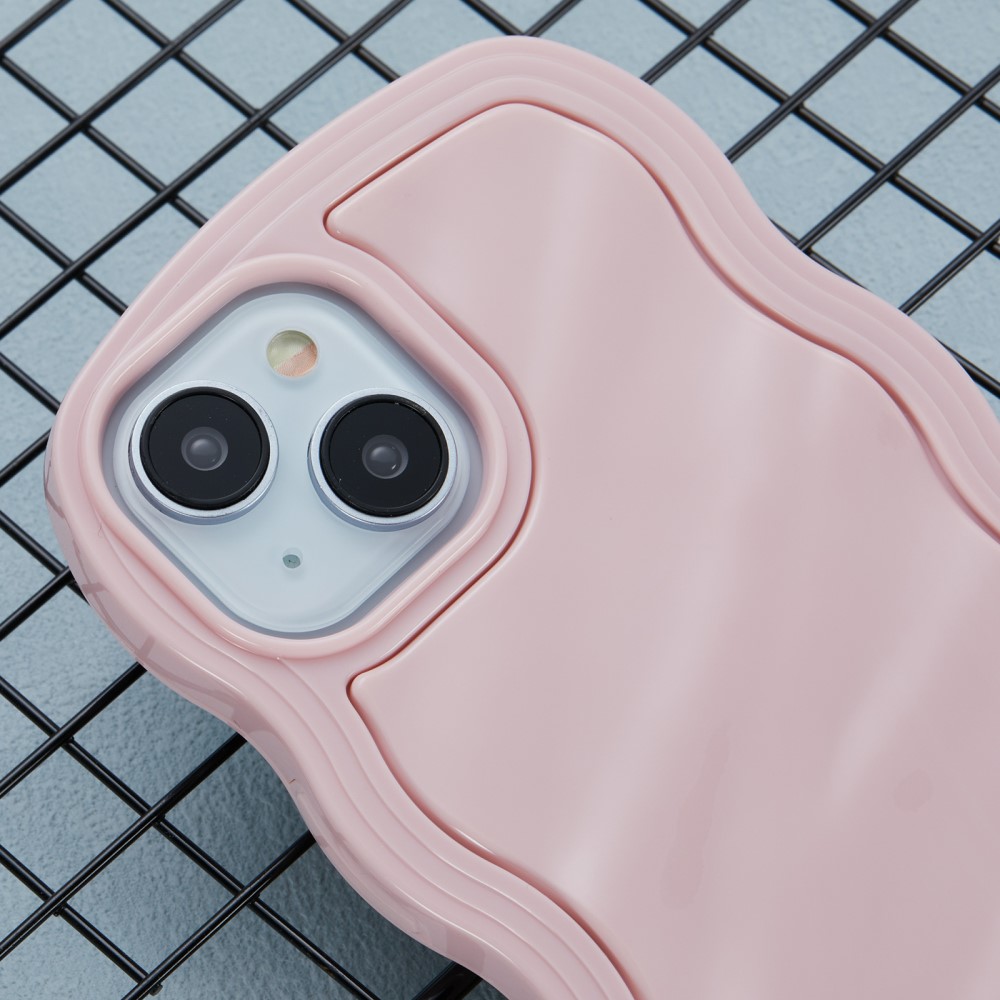  iPhone 15 Mobilskal Wavy Textur Rosa