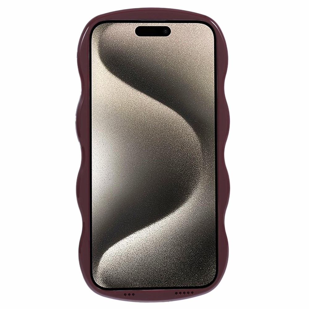  iPhone 15 Mobilskal Wavy Textur Vinröd