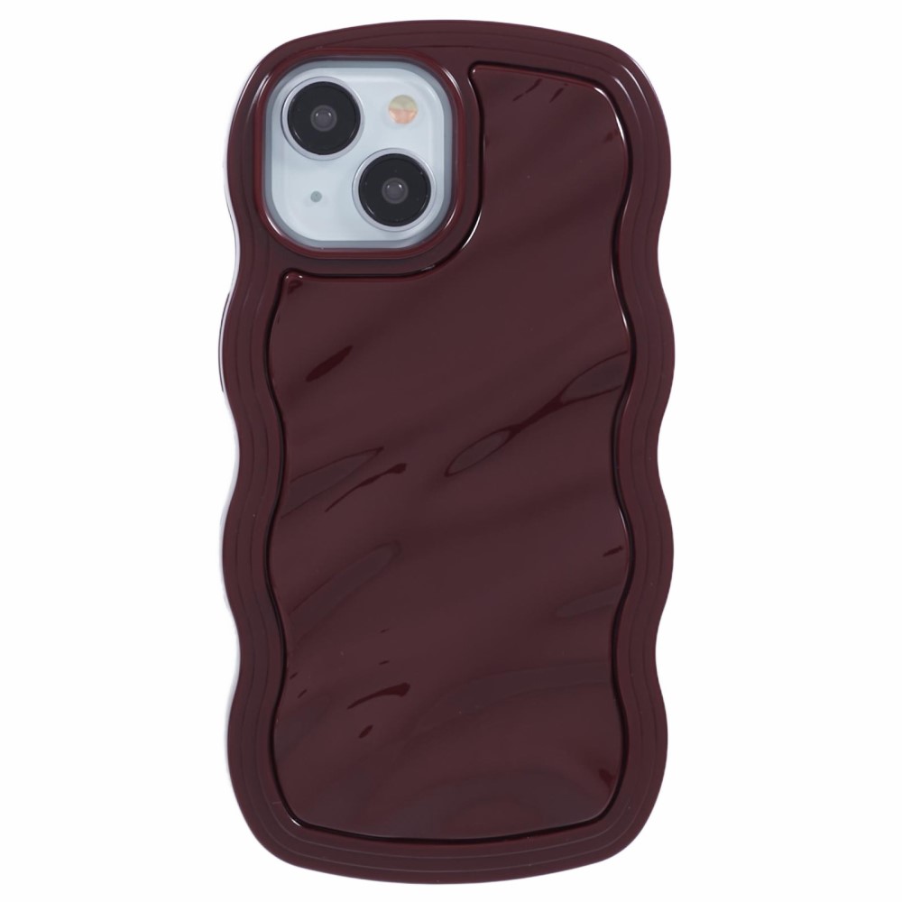  iPhone 14 Mobilskal Wavy Textur Vinröd
