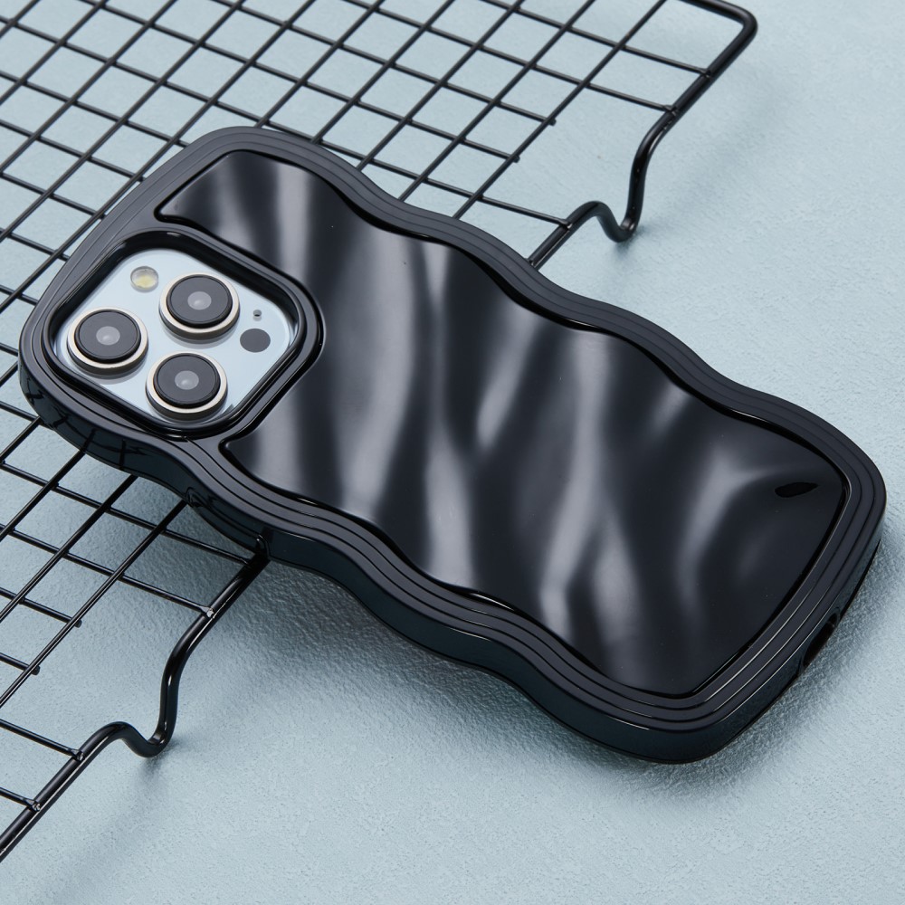  iPhone 15 Pro Max Mobilskal Wavy Textur Svart