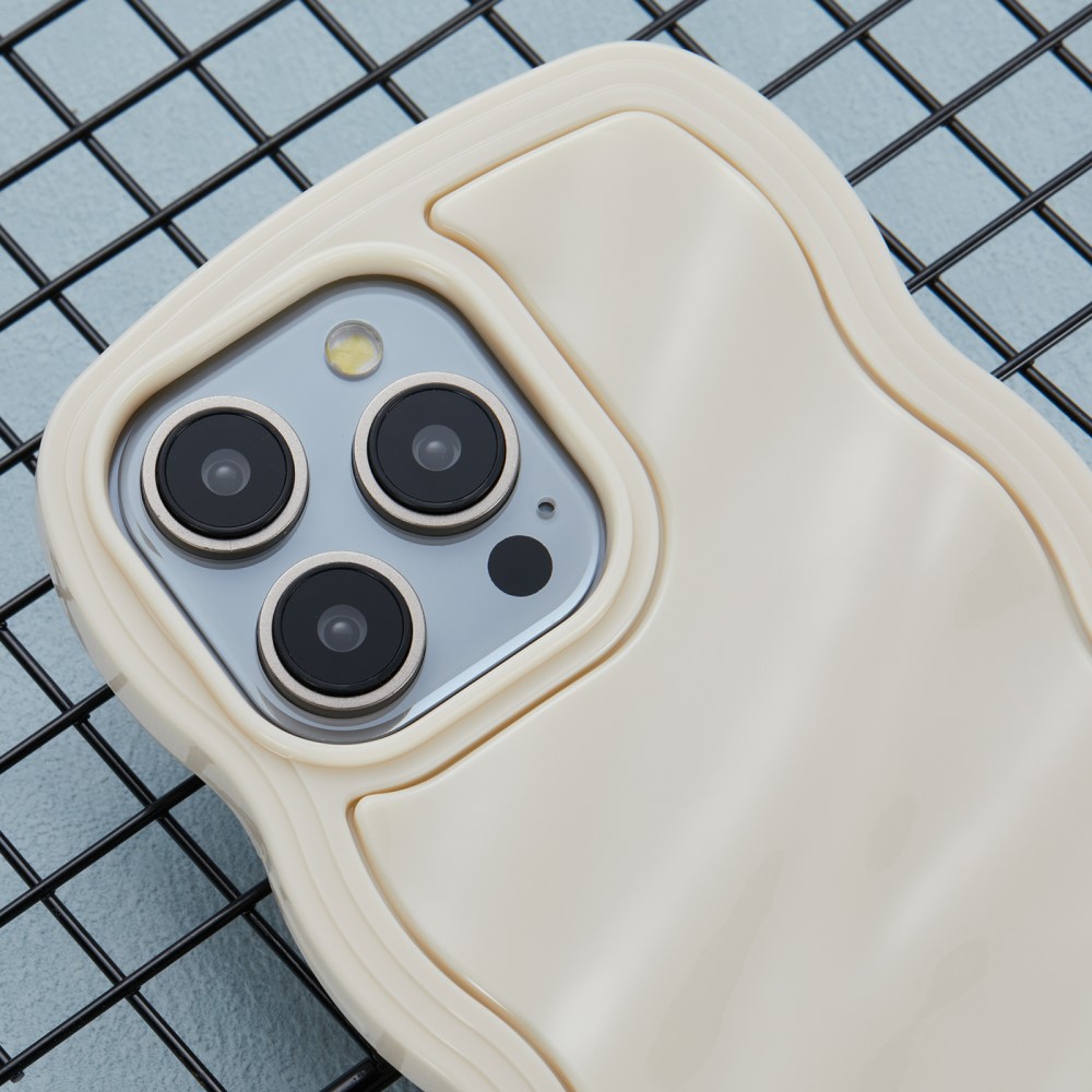  iPhone 15 Pro Max Mobilskal Wavy Textur Beige