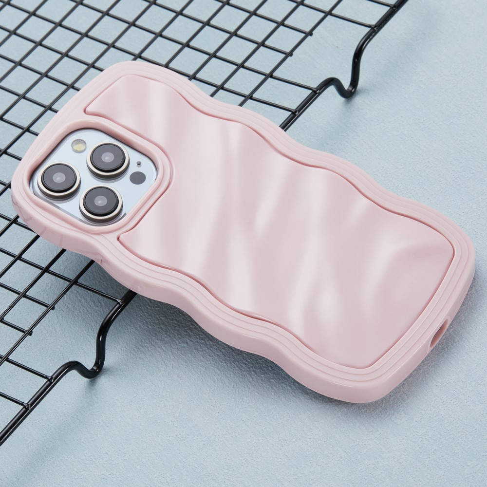  iPhone 14 Pro Max Mobilskal Wavy Textur Rosa
