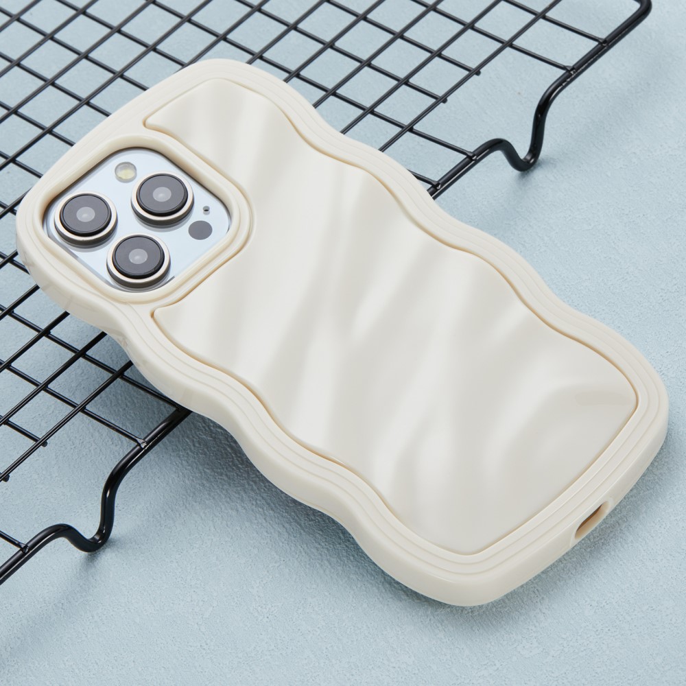  iPhone 14 Pro Mobilskal Wavy Textur Beige