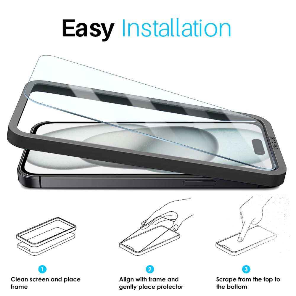 NORTHJO NORTHJO iPhone 15 Skärmskydd 2-PACK Härdat Glas
