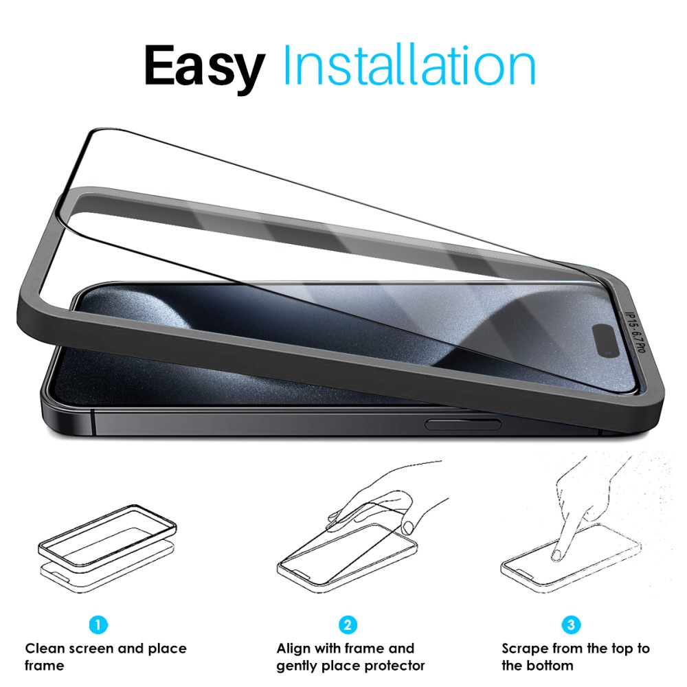 NORTHJO NORTHJO iPhone 15 Pro Max Skärmskydd Heltäckande Härdat Glas