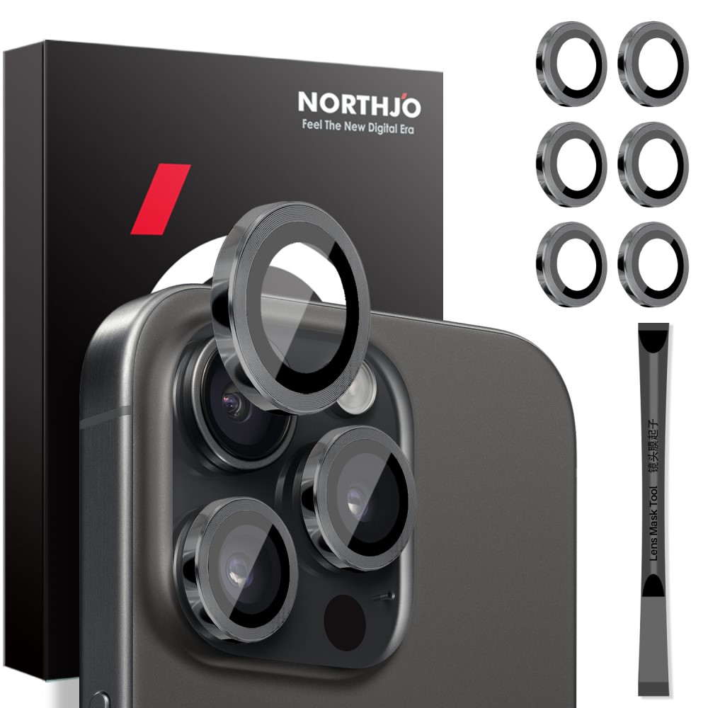 NORTHJO NORTHJO iPhone 14 Pro/Pro Max/15 Pro/Pro Max Linsskydd 2-PACK Svart