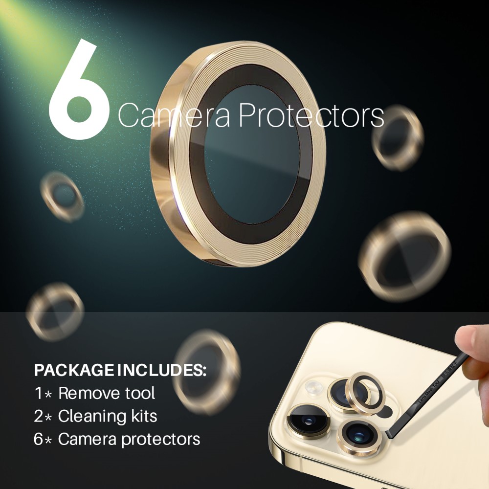 NORTHJO NORTHJO iPhone 14 Pro/Pro Max/15 Pro/Pro Max Linsskydd 2-PACK Guld