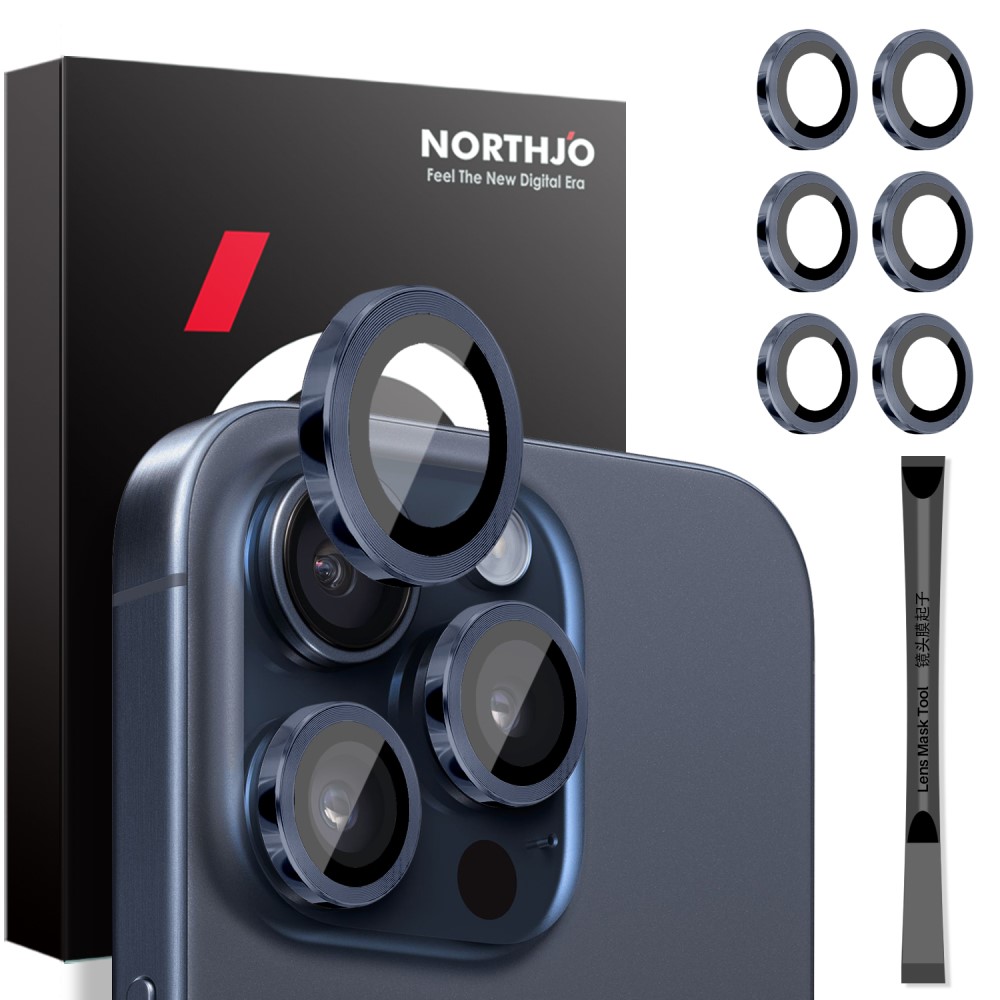 NORTHJO NORTHJO iPhone 14 Pro/Pro Max/15 Pro/Pro Max Linsskydd 2-PACK Mörkblå