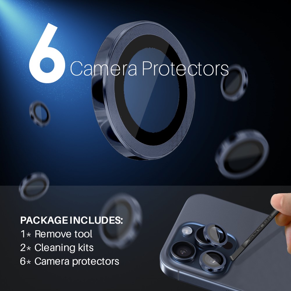 NORTHJO NORTHJO iPhone 14 Pro/Pro Max/15 Pro/Pro Max Linsskydd 2-PACK Mörkblå