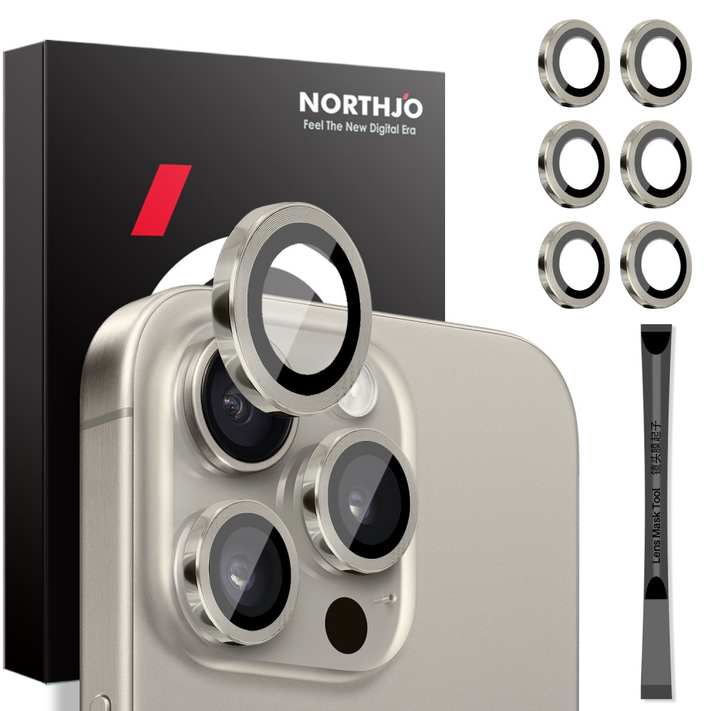 NORTHJO NORTHJO iPhone 14 Pro/Pro Max/15 Pro/Pro Max Linsskydd 2-PACK Champagne