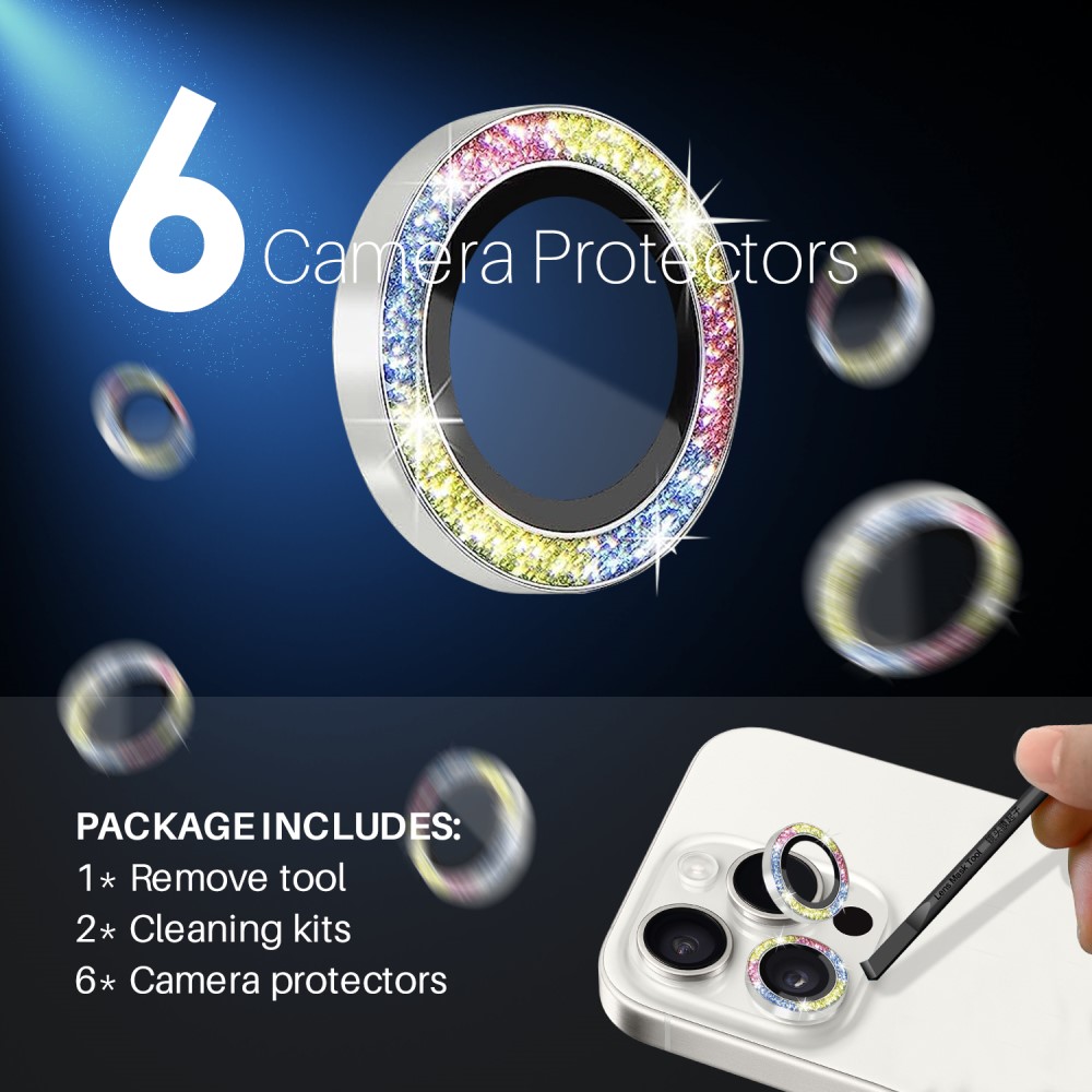 NORTHJO NORTHJO iPhone 15 Pro/Pro Max/14 Pro/Pro Max Linssskydd 2-PACK Glitter Fade