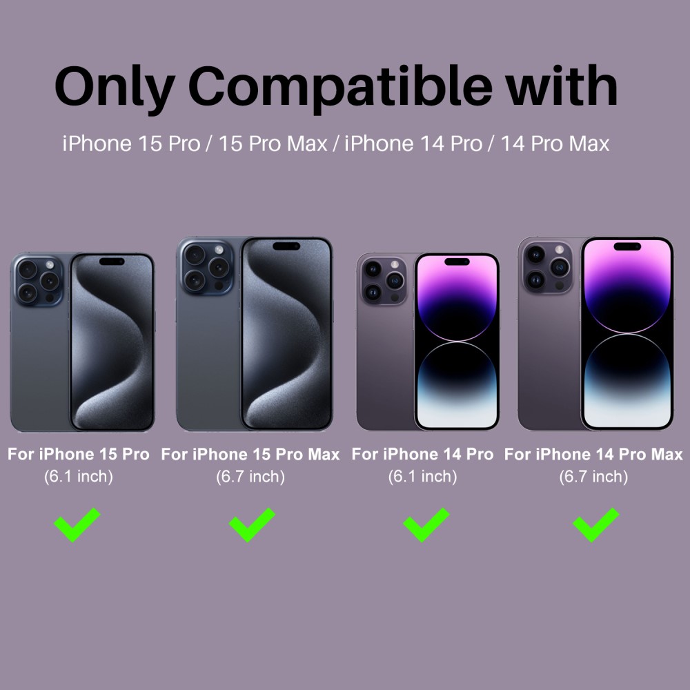 NORTHJO NORTHJO iPhone 15 Pro/Pro Max/14 Pro/Pro Max Linssskydd 2-PACK Glitter Lila