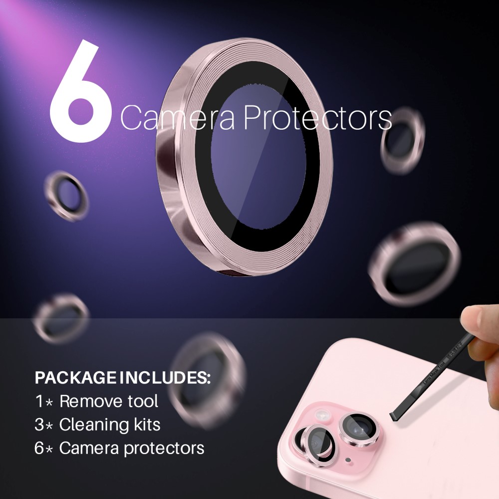 NORTHJO NORTHJO iPhone 15/15 Plus/14/14 Plus Linsskydd 3-PACK Rosa