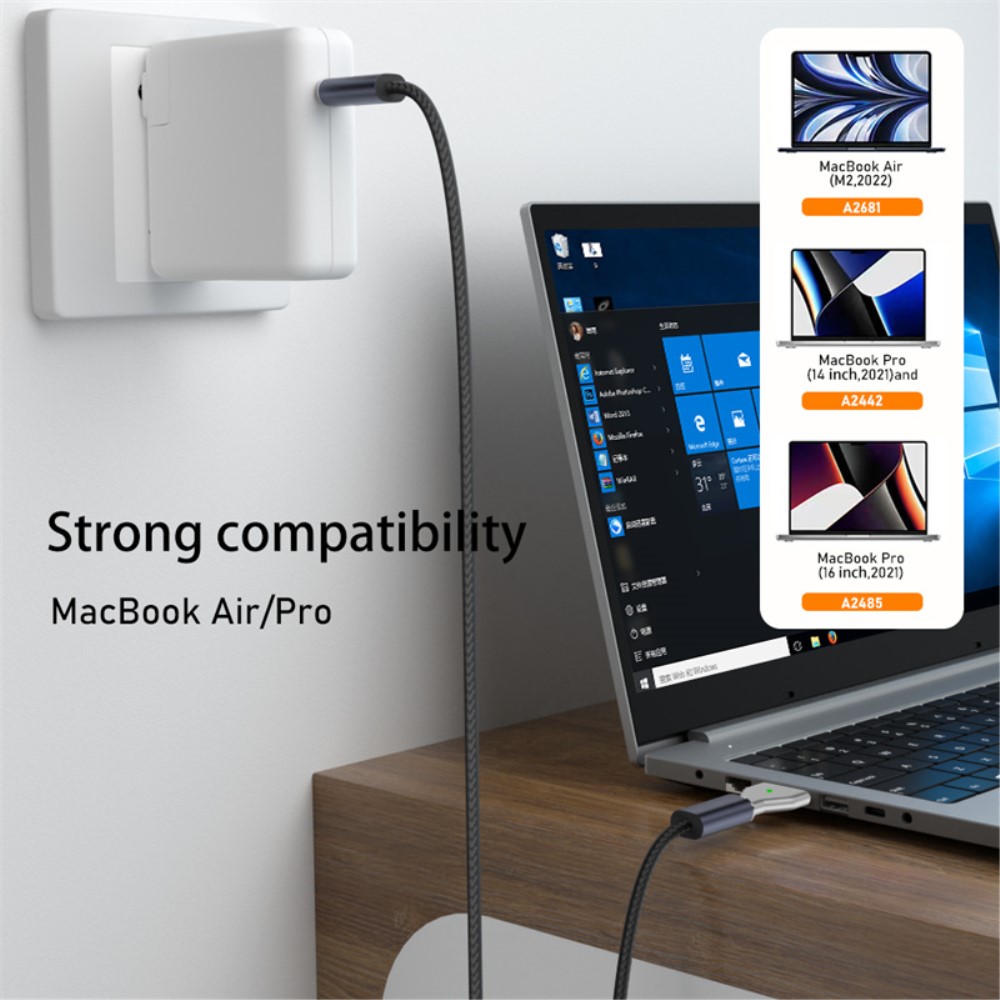  Macbook 140W Adapter MagSafe 3 till USB-C Snabbladdning