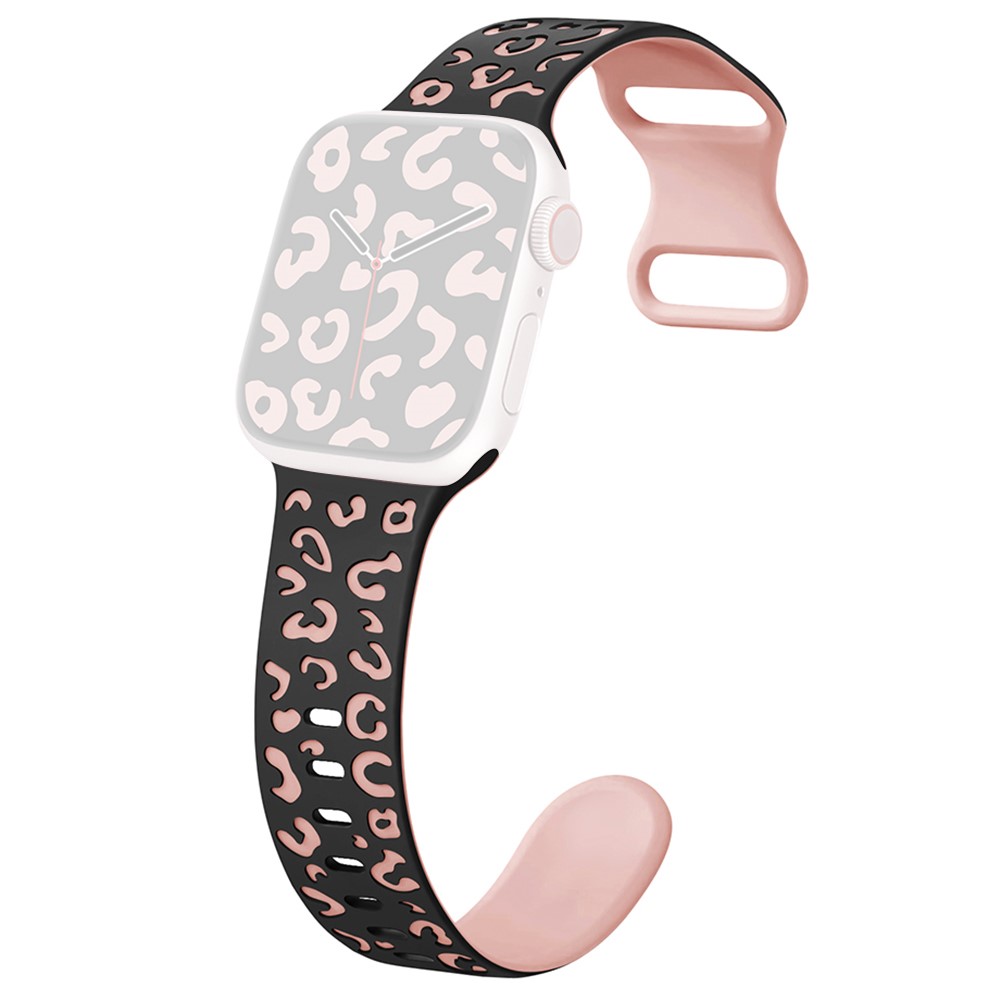  Apple Watch 42/44/45/46/49 mm Klockarmband Leopard Svart/Rosa