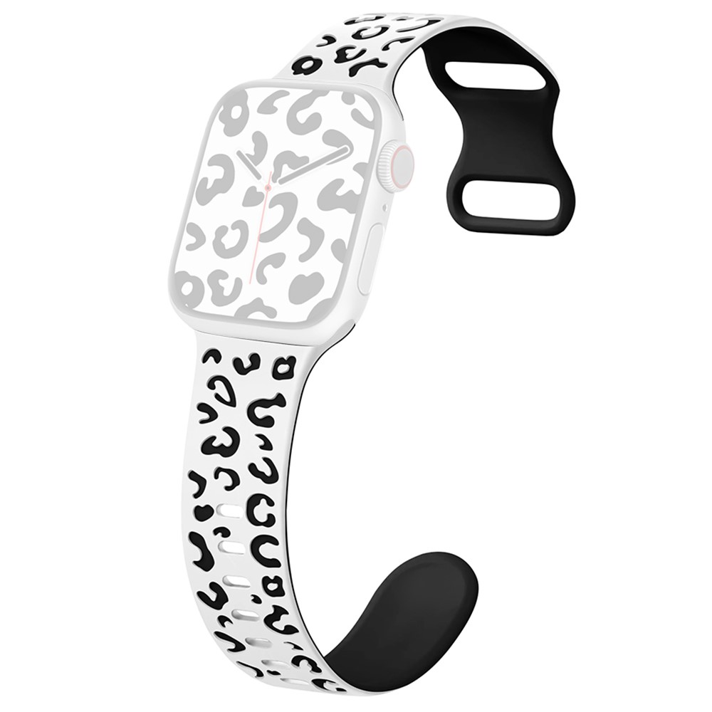  Apple Watch 38/40/41/42 Klockarmband Leopard Vit/Svart