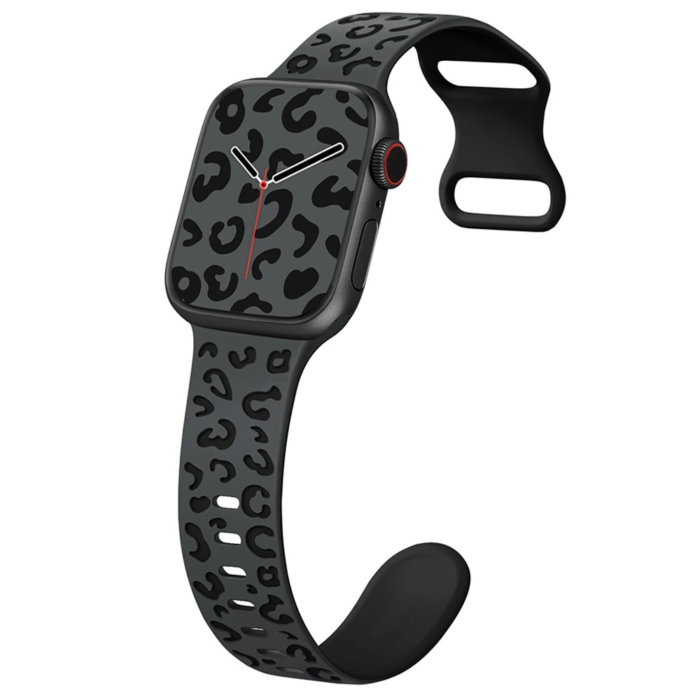  Apple Watch 38/40/41/42 Klockarmband Leopard Grå/Svart