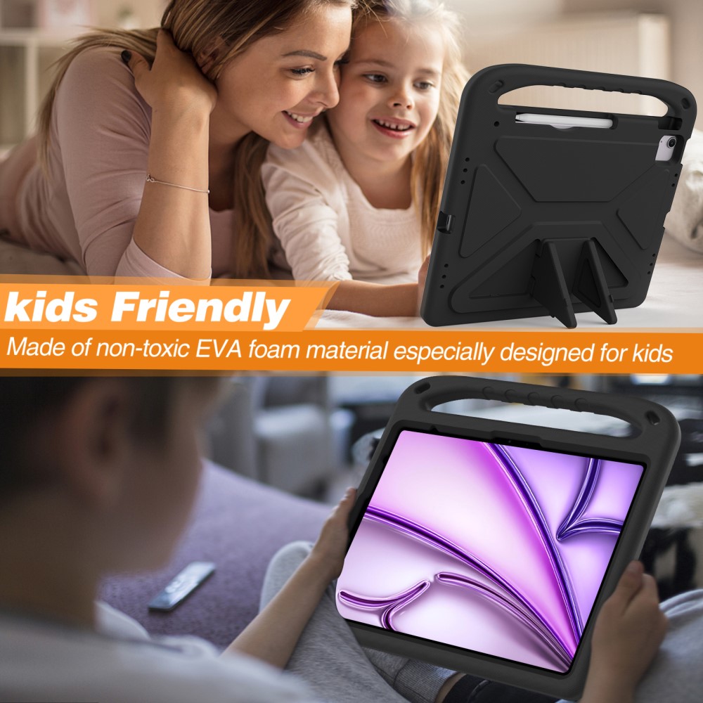  iPad Pro 13 2025/2024/Air 13 2025/2024 Skal EVA Kickstand Svart