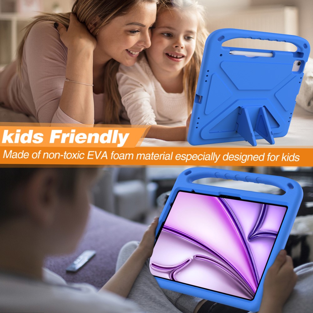  iPad Pro 13 2025/2024/Air 13 2025/2024 Skal EVA Kickstand Blå