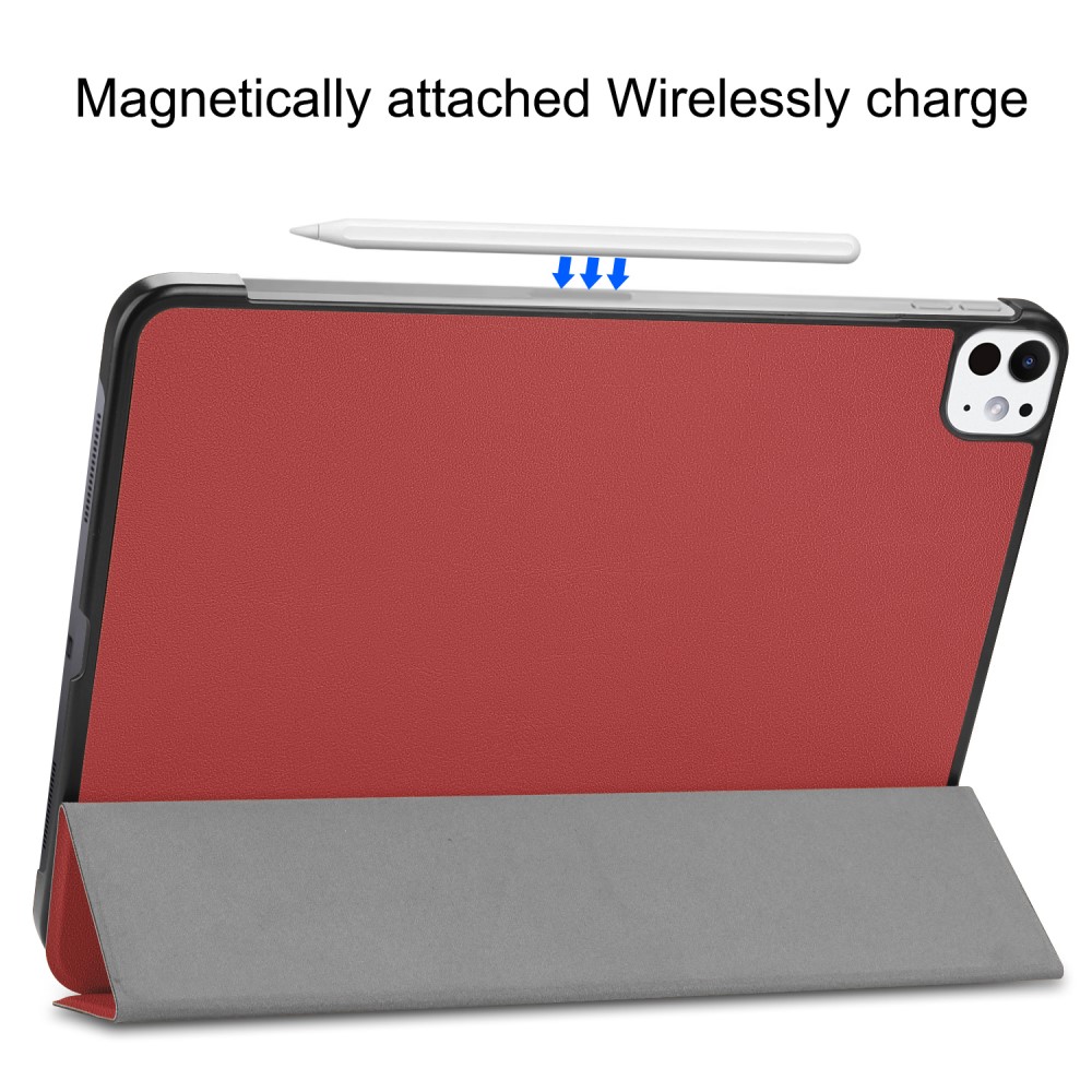  iPad Pro 11 2025/2024 Fodral Tri-Fold Vinröd