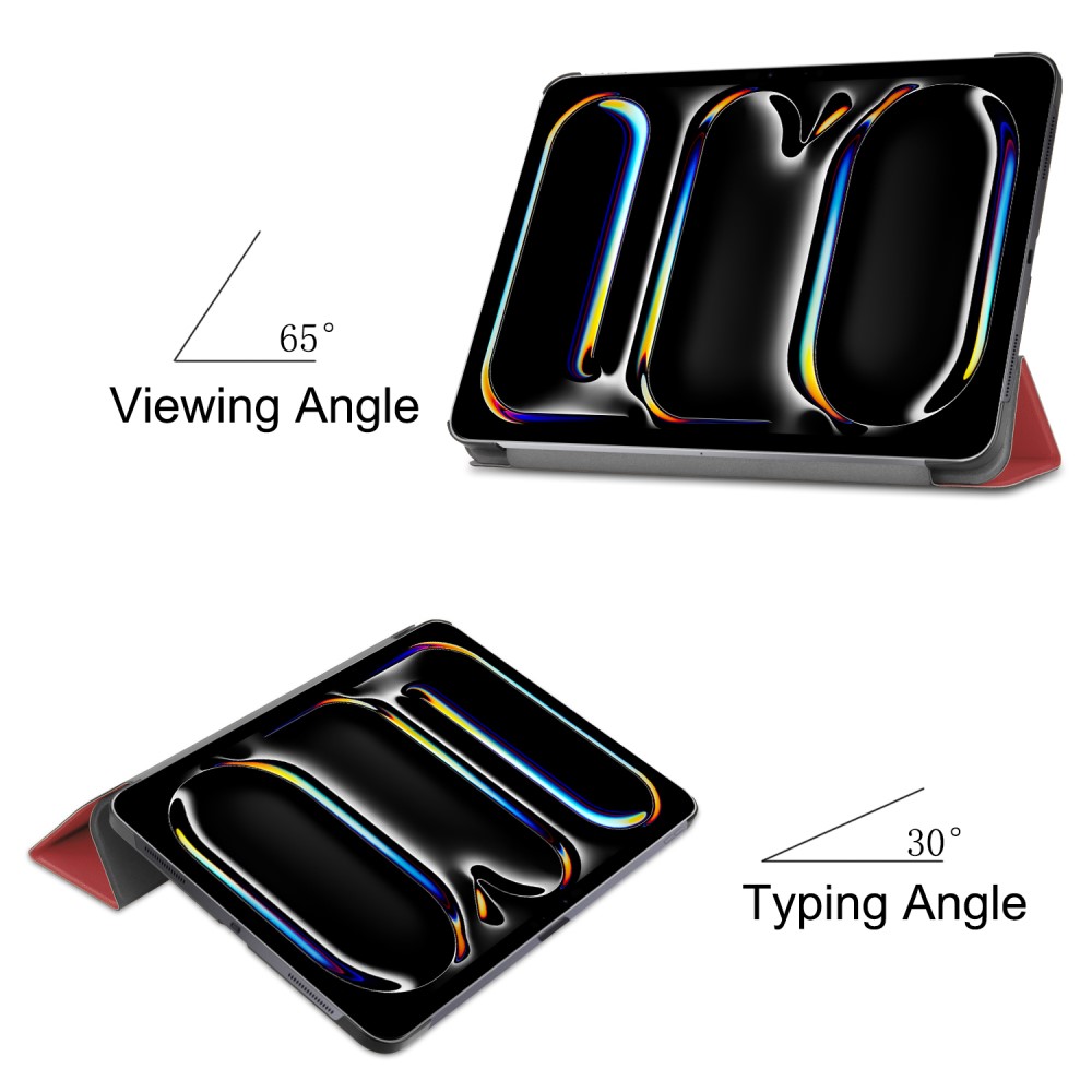  iPad Pro 11 2025/2024 Fodral Tri-Fold Vinröd
