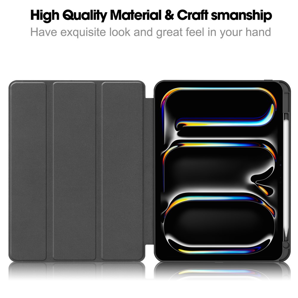  iPad Pro 11 2025/2024 Fodral Tri-Fold Pennhållare Grå
