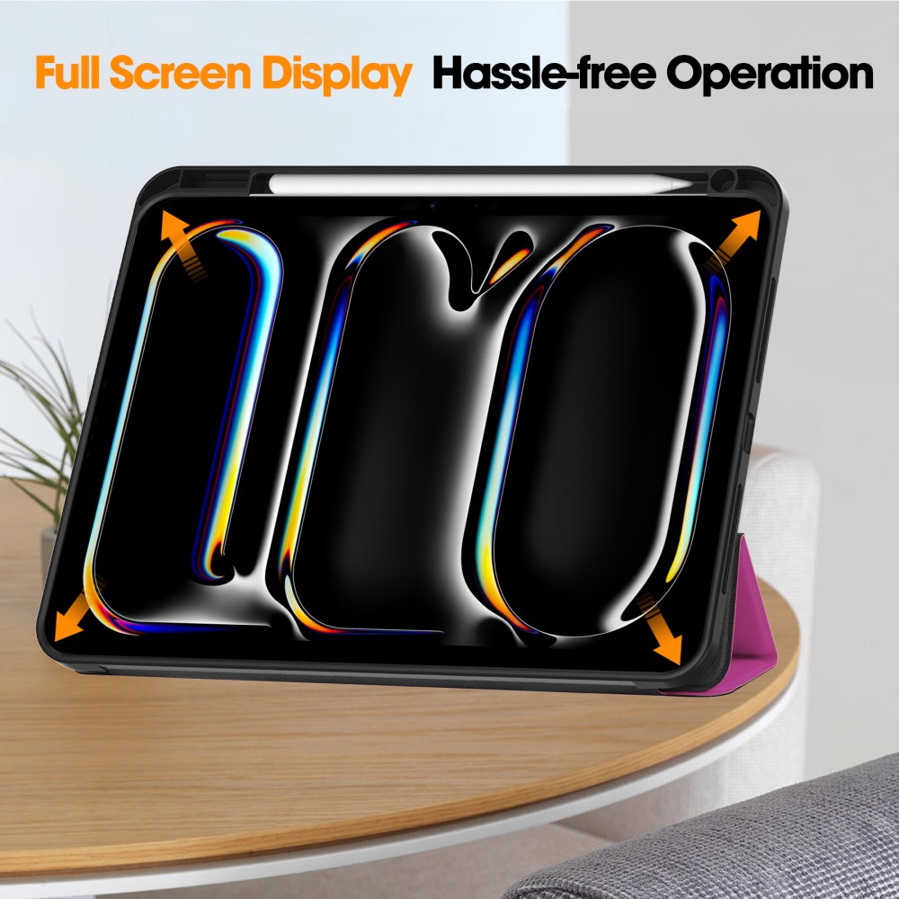  iPad Pro 11 2025/2024 Fodral Tri-Fold Pennhållare Lila