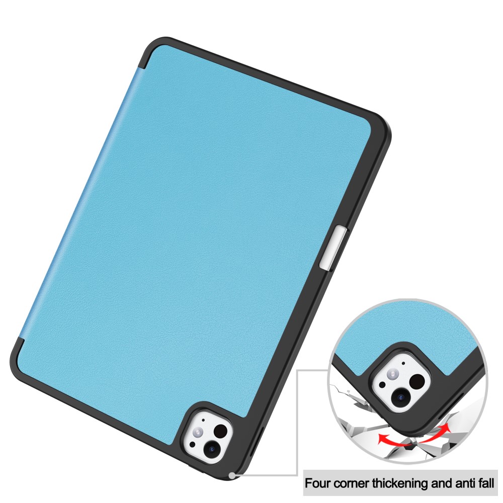  iPad Pro 11 2025/2024 Fodral Tri-Fold Pennhållare Blå