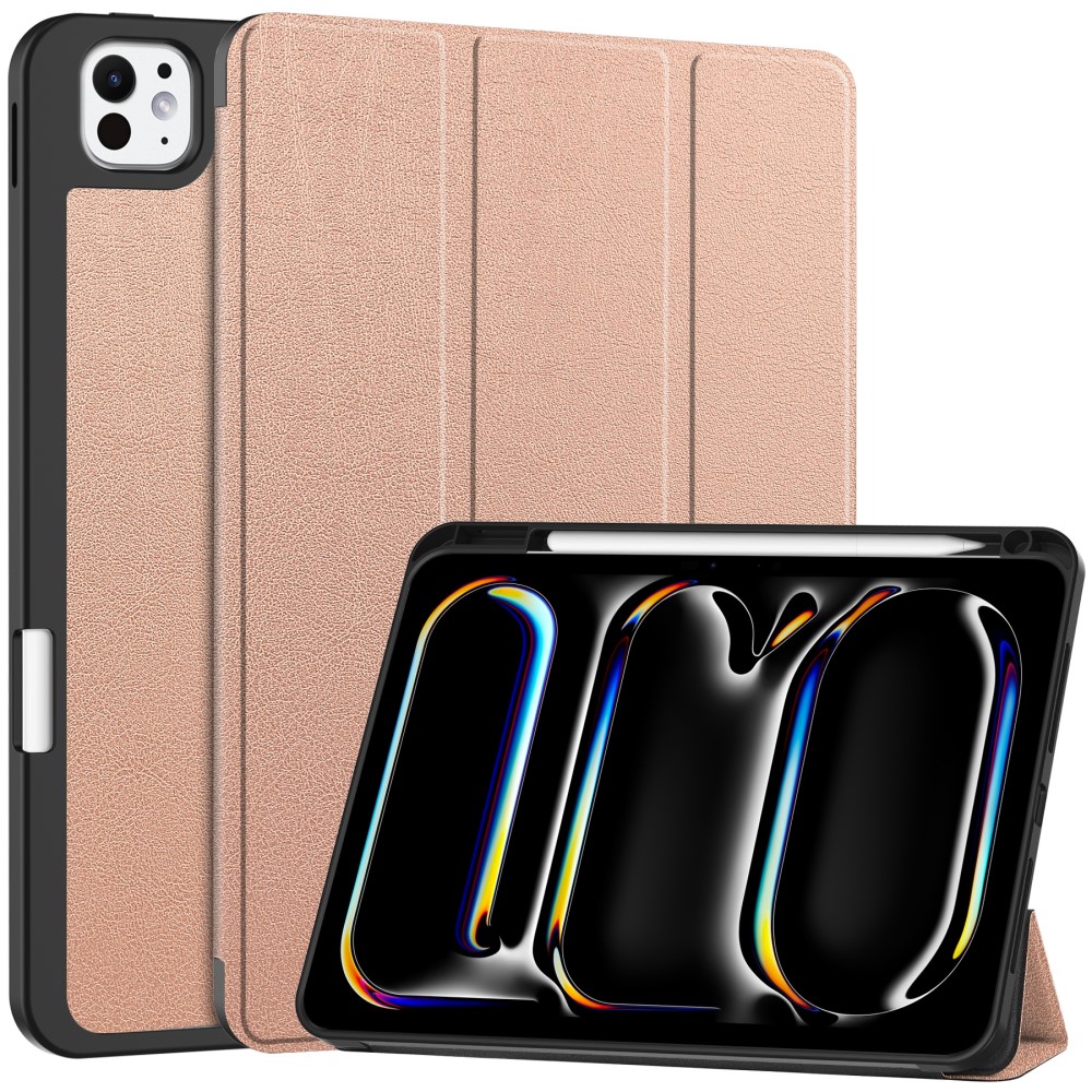  iPad Pro 11 2025/2024 Fodral Tri-Fold Pennhållare Roséguld