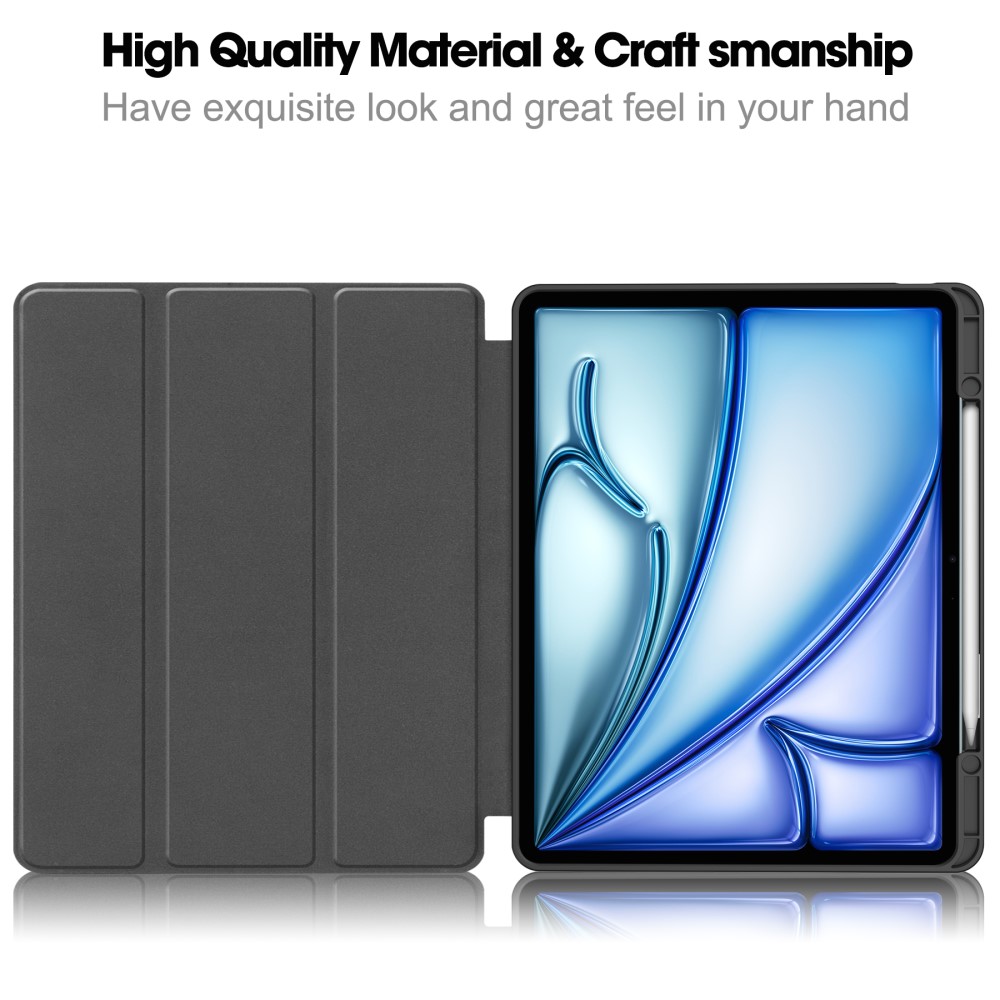 iPad Air 13 2026-2024 Fodral Tri-Fold Pennhållare Grön