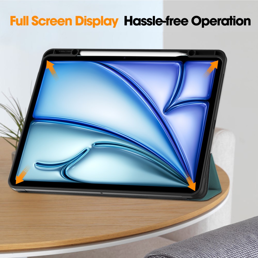  iPad Air 13 2026-2024 Fodral Tri-Fold Pennhållare Grön