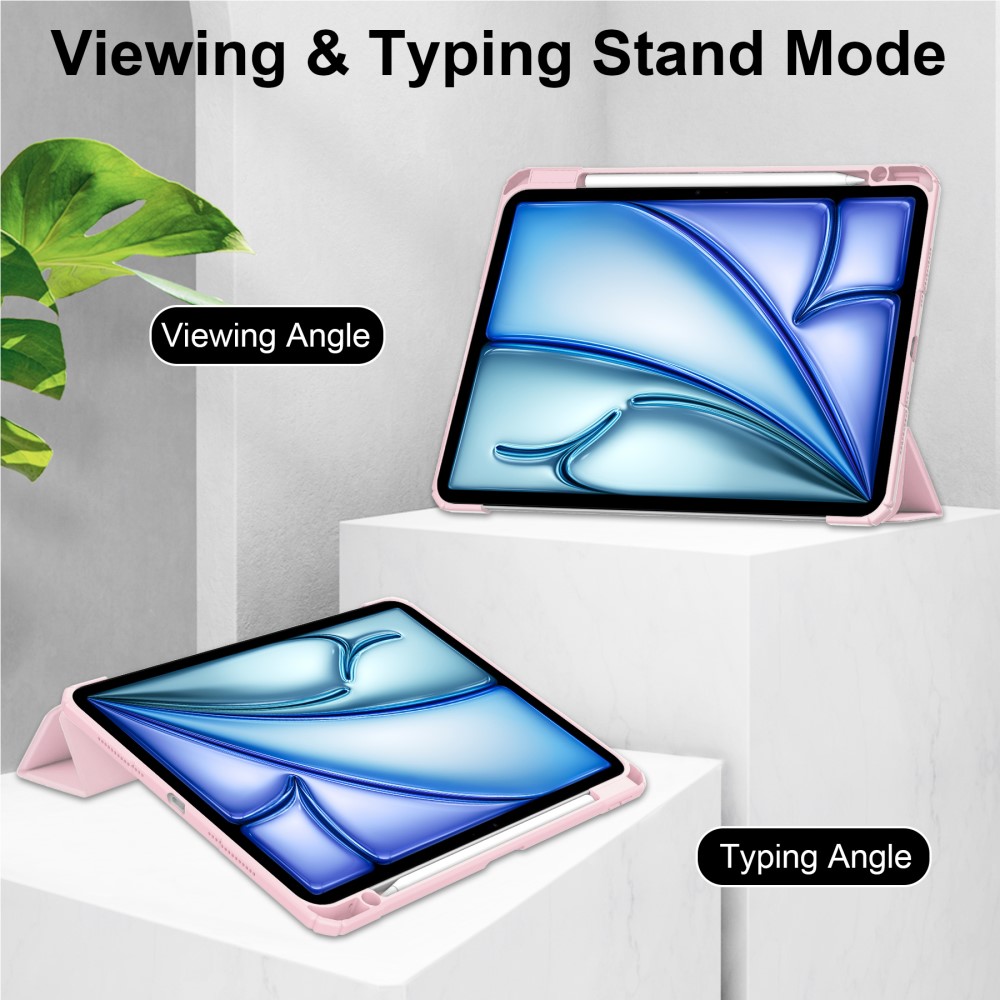  iPad Air 13 2026-2024 Fodral Hybrid Med Pennhållare Rosa