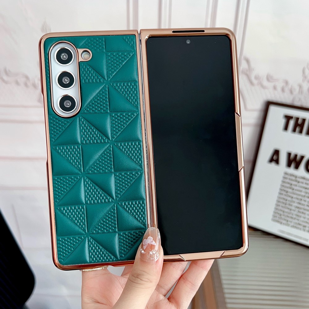  Galaxy Z Fold 6 Skal Läder Mörk Grön