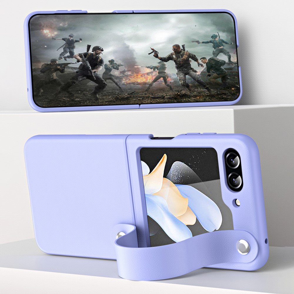  Galaxy Z Flip 6 / 7 FE Skal Med Finger Strap Läder Svart