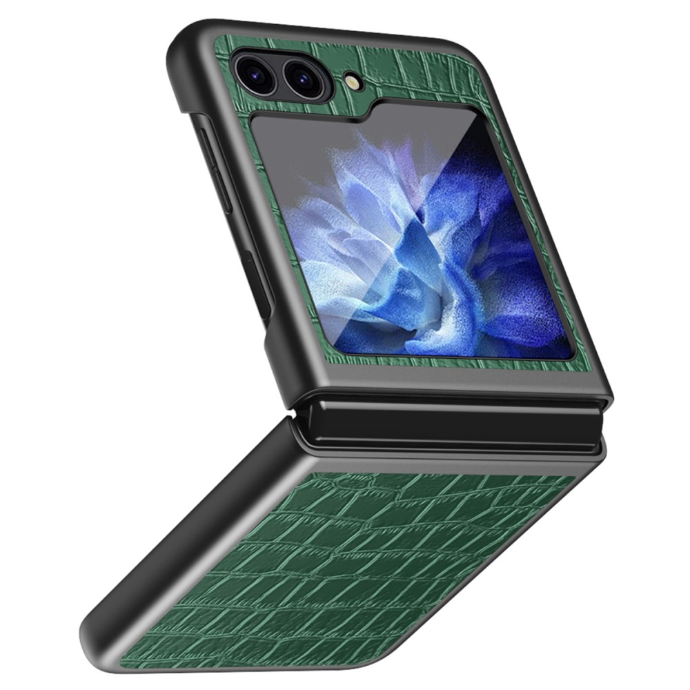  Galaxy Z Flip 6 / 7 FE Skal Krokodil Textur Läder Grön