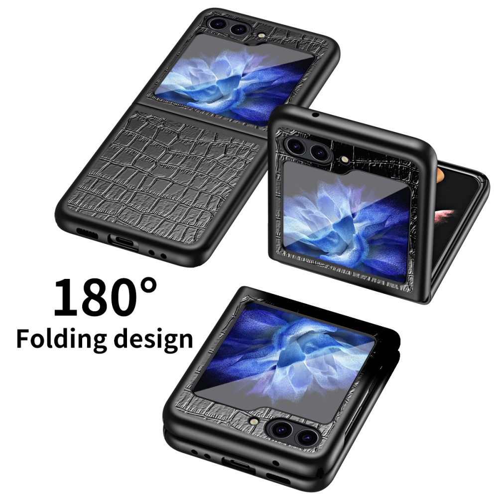  Galaxy Z Flip 6 / 7 FE Skal Krokodil Textur Läder Grön