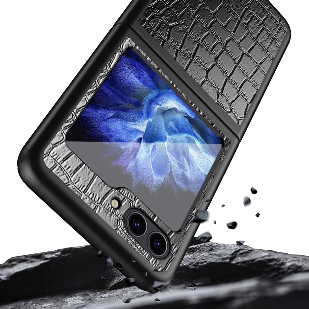 Galaxy Z Flip 6 / 7 FE Skal Krokodil Textur Läder Grön