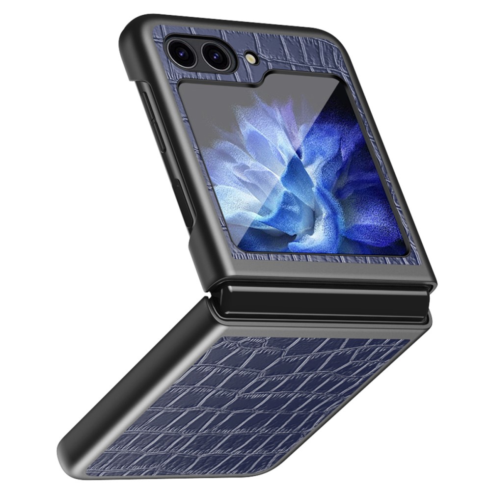  Galaxy Z Flip 6 / 7 FE Skal Krokodil Textur Läder Blå